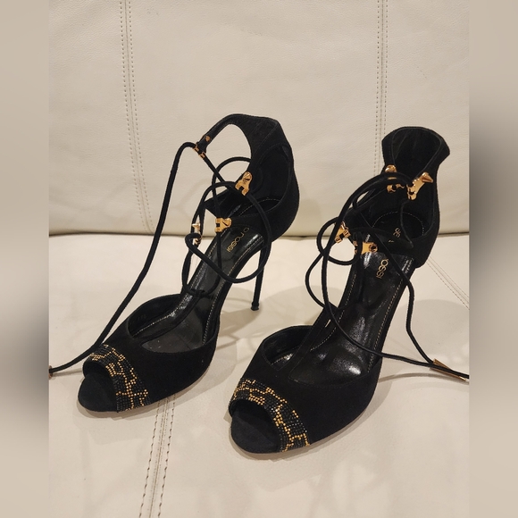 Sergio Rossi super luxurious laces up sandals, made from suede outside, leather - Picture 13 of 13